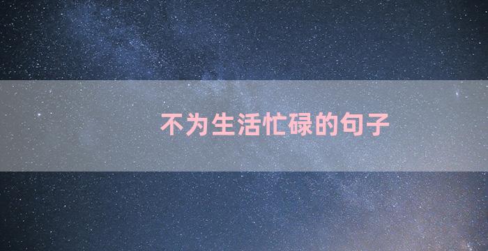 不为生活忙碌的句子