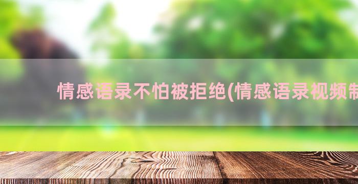 情感语录不怕被拒绝(情感语录视频制作)