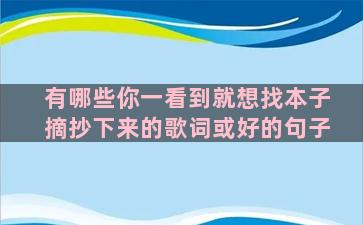 有哪些你一看到就想找本子摘抄下来的歌词或好的句子