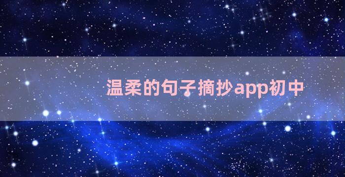 温柔的句子摘抄app初中