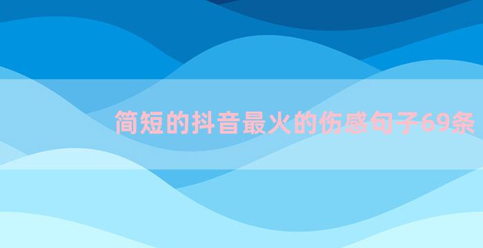 简短的抖音最火的伤感句子69条